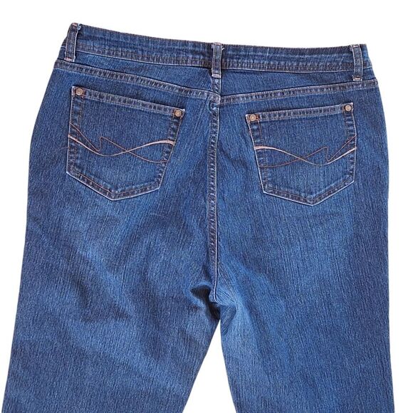 Faded Glory Stretch Flare Blue Jeans Plus Size 16 Dark Wash Denim Below Waist - Picture 5 of 13